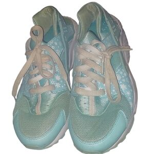 Nike Huarache Run Print GS Youth Running Shoes Blue White 704946 401 Size 6Y